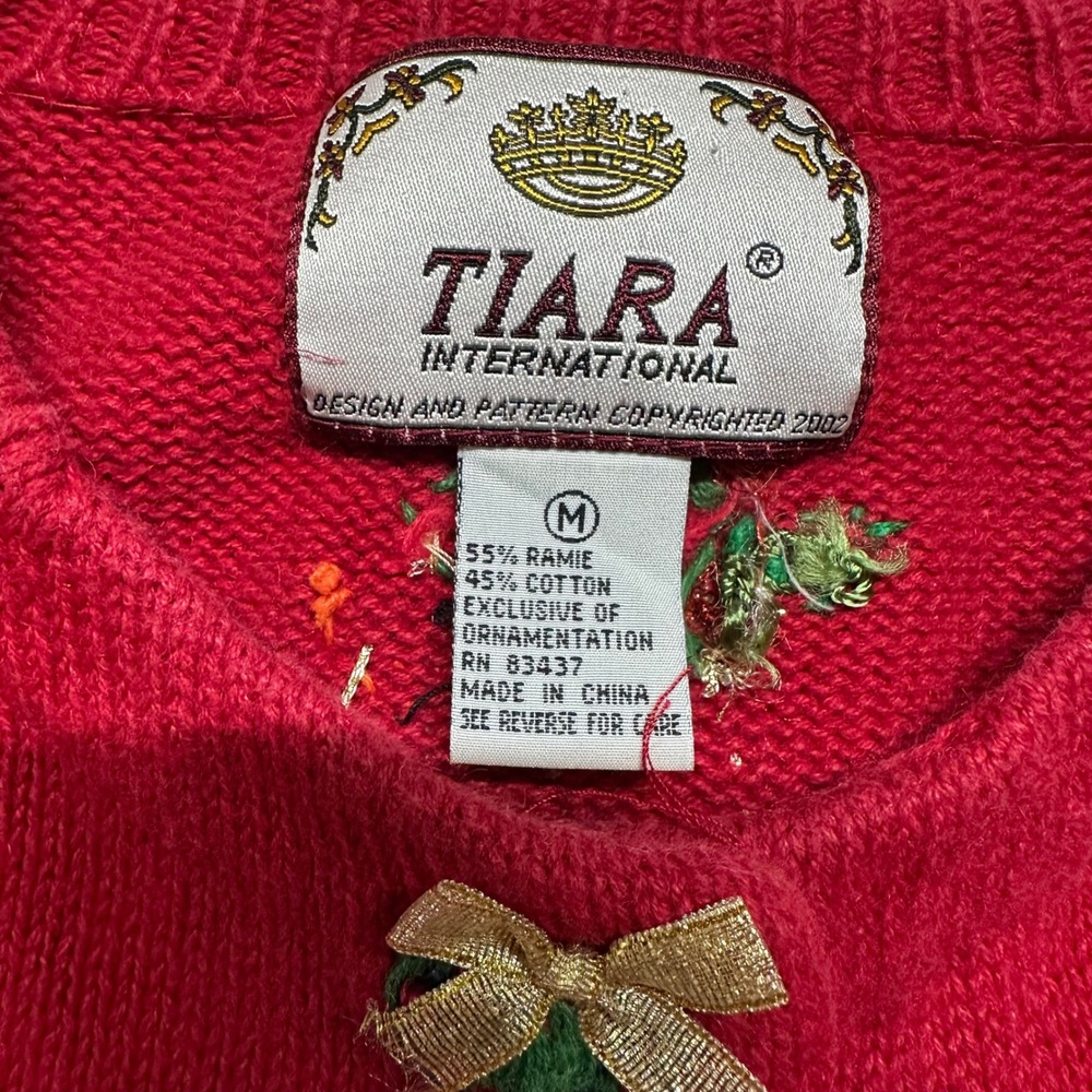 Vintage Tiara International Womens Ugly Christmas Sweater cardigan Snowman M - Picture 3 of 14